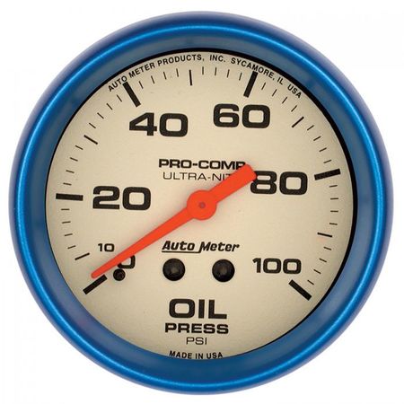 AUTO METER 2-5/8IN OIL PRESS, 0-100 PSI, ULTRA-NITE 4521